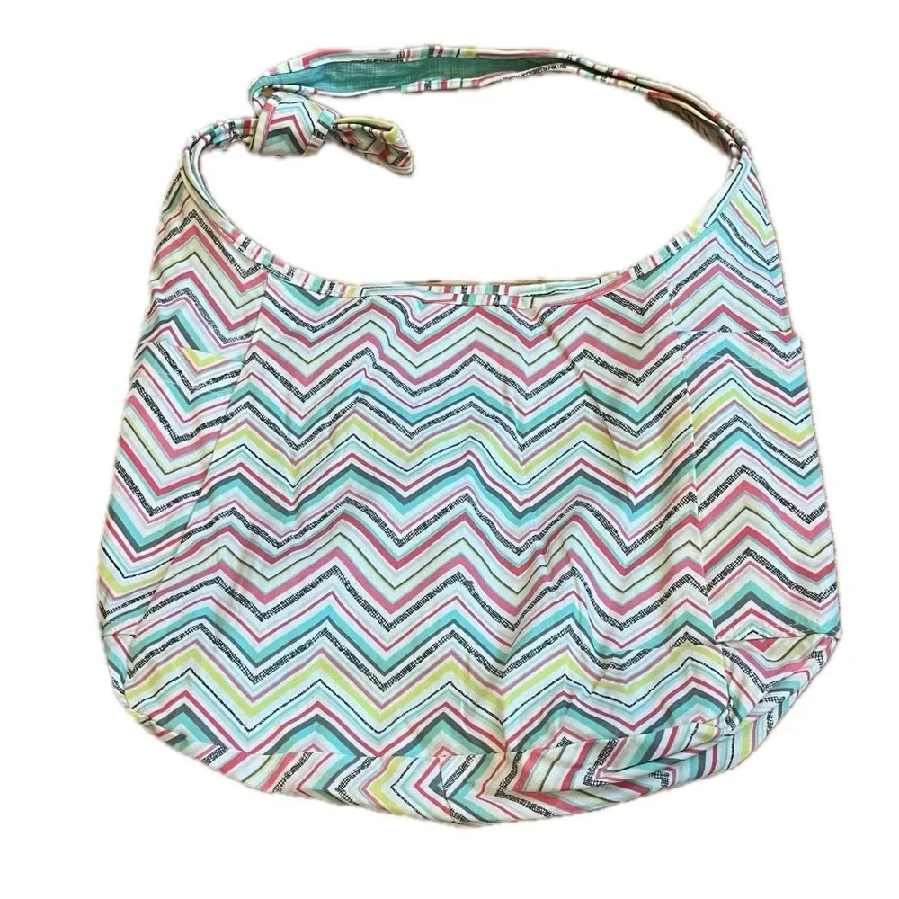 Thirty One Chevron Patterned Multicolor Blue Green Pink Hobo Bag